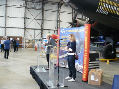 Opening announcements at the T2 hangar at Elvington