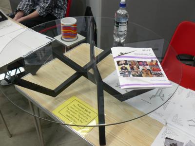 picture of Contemporary glass and steel coffee table
