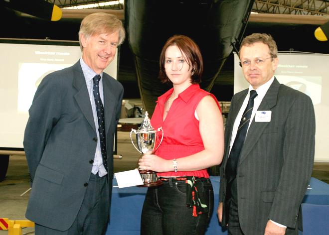 Rose-Marie Almond, Overall Winner, Engineering Inspirations 2005, accepting her prize from Sir Peter Williams and Ian Reed